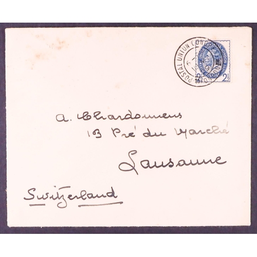 1821 - GB.FIRST DAY COVERS 1929 (10 May) env to Switzerland bearing 2½d blue PUC stamp tied superb 'Postal ... 