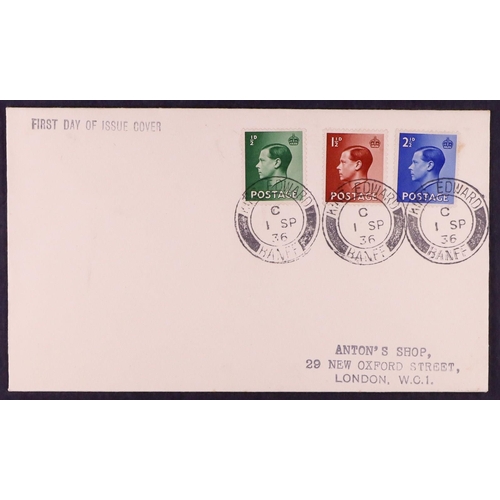 1826 - GB.FIRST DAY COVERS 1936 (1 Sept) cacheted First Day Cover bearing the KEVII ½d, 1½d and 2½d stamps ... 