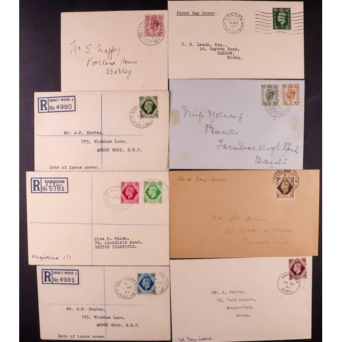 1827 - GB.FIRST DAY COVERS 1937-47 ½d, 4d+5d together, 6d, 7d+8d together, 9d, 10d, 11d and 1s definitives ... 