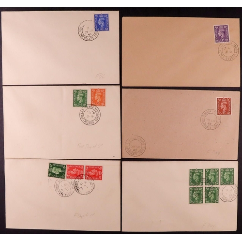 1828 - GB.FIRST DAY COVERS 1941 Pale colour definitives on a set of 6 neat unaddressed covers cancelled wit... 