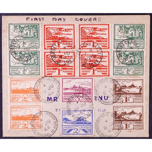 1829 - GB.FIRST DAY COVERS 1943 (1st, 8th, 29th Jun) env bearing Jersey ½d (4), 1d (4), 1½d (2), 2d (2), 2½... 