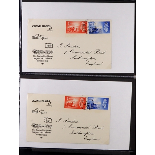 1831 - GB.FIRST DAY COVERS 1948 Channel Islands Liberation set on 5 matching illustrated FDC's cancelled on... 