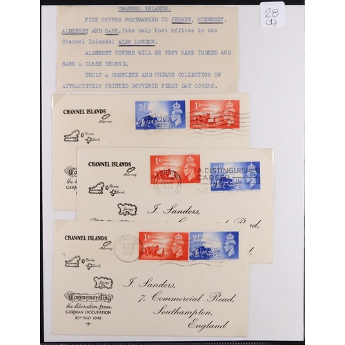 1831 - GB.FIRST DAY COVERS 1948 Channel Islands Liberation set on 5 matching illustrated FDC's cancelled on... 