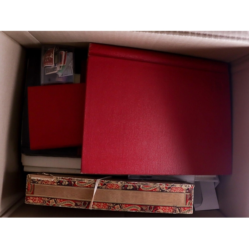 186 - CHARITY BOXES with junior albums, stamps on pages, in packets, in tubs and boxes, both on and off pa... 