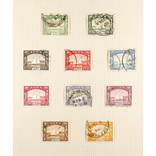 196 - ADEN 1937 - 1963 USED COLLECTION, WITH STATES on album pages, 1937 Dhow set to 2r, 1939 set, 1953 se... 