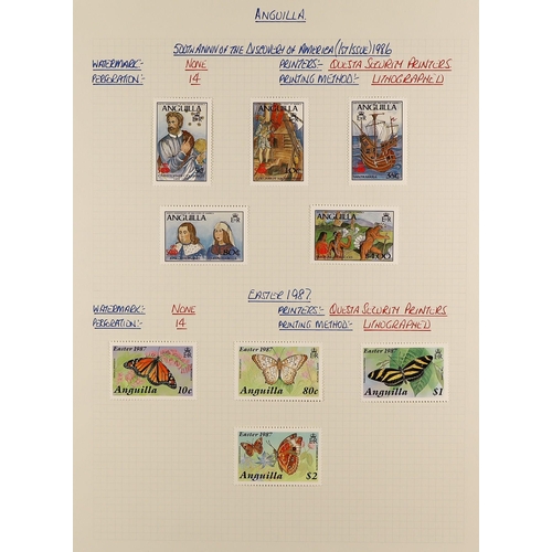 201 - ANGUILLA 1967 - 1992 EXTENSIVE COLLECTION of 800+ mint & never hinged mint stamps, 60+ miniature she... 