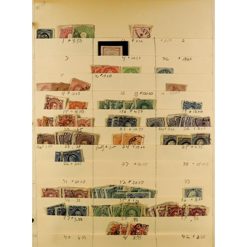 206 - ARGENTINA 1858 - 1980's USED STOCK with light duplication on old manilla stock pages in a box, note ... 