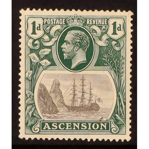 218 - ASCENSION 1924 1d broken mainmast, SG 11a, fine mint. Cat. £140. Lot 218 (P) [a]