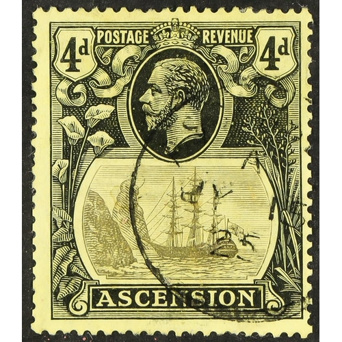 219 - ASCENSION 1924-33 4d grey-black & black / yellow with Broken mainmast, SG 15a, fine used, one shorti... 