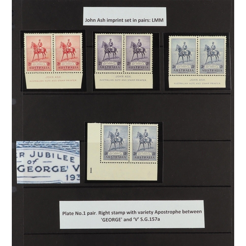 239 - AUSTRALIA 1935 SILVER JUBILEE SPECIALIZED COLLECTION of 17 mint / never hinged mint items includes s... 