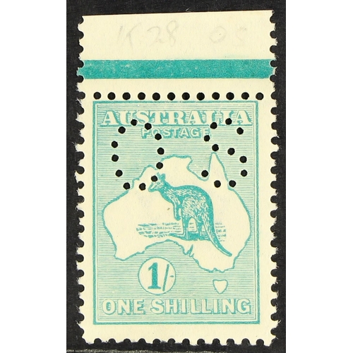 248 - AUSTRALIA OFFICIAL 1915 1s blue-green (Die II) with small 