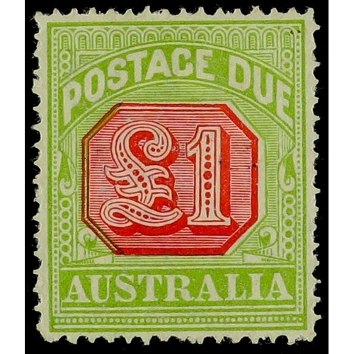 250 - AUSTRALIA POSTAGE DUE 1913-23 £1 scarlet and pale yellow-green perf 14, SG D87, mint large part OG, ... 