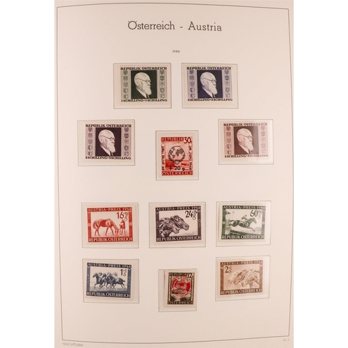 255 - AUSTRIA 1945-2012 COMPREHENSIVE NEVER HINGED MINT COLLECTION in three hingeless albums, seems to be ... 