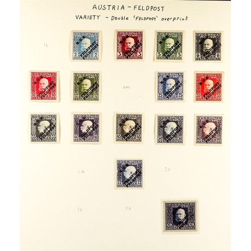 257 - AUSTRIA FELDPOST ISSUES 1915 - 1918 MINT COLLECTION of 180+ stamps on pages, includes 1915 