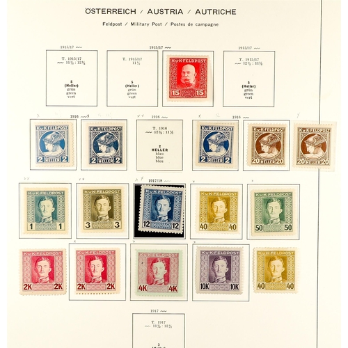 257 - AUSTRIA FELDPOST ISSUES 1915 - 1918 MINT COLLECTION of 180+ stamps on pages, includes 1915 