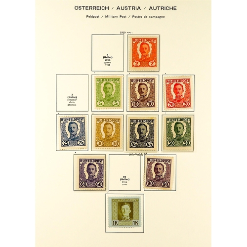 257 - AUSTRIA FELDPOST ISSUES 1915 - 1918 MINT COLLECTION of 180+ stamps on pages, includes 1915 