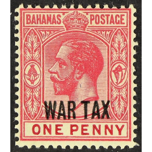 264 - BAHAMAS 1918 1d carmine War Tax with 'C' of 'CA' missing from watermark, SG 97 variety, very fine mi... 