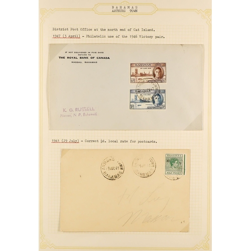 265 - BAHAMAS 1937 - 1951 COVERS collection of 90+ covers from smaller offices annotated in album, Arthur'... 