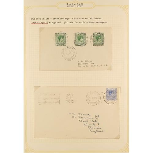 265 - BAHAMAS 1937 - 1951 COVERS collection of 90+ covers from smaller offices annotated in album, Arthur'... 