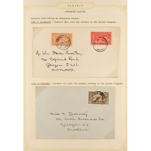 265 - BAHAMAS 1937 - 1951 COVERS collection of 90+ covers from smaller offices annotated in album, Arthur'... 