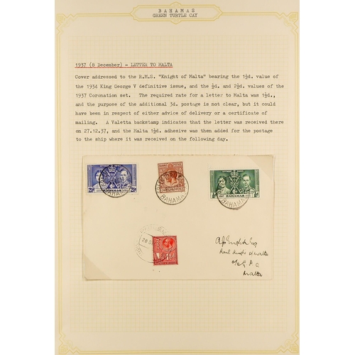 265 - BAHAMAS 1937 - 1951 COVERS collection of 90+ covers from smaller offices annotated in album, Arthur'... 