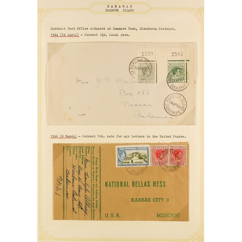 265 - BAHAMAS 1937 - 1951 COVERS collection of 90+ covers from smaller offices annotated in album, Arthur'... 