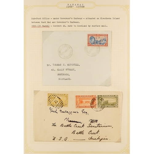 265 - BAHAMAS 1937 - 1951 COVERS collection of 90+ covers from smaller offices annotated in album, Arthur'... 