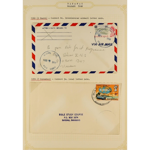 270 - BAHAMAS COVERS - SMALLER POST OFFICES. A collection of chiefly 1960's covers in 3 albums cancelled a... 