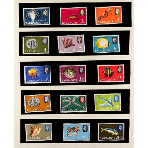 273 - BARBADOS 1852 - 2000 COLLECTION IN ALBUM of mint, never hinged mint and used stamps, also various co... 