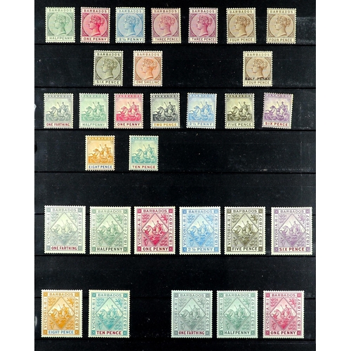 276 - BARBADOS 1892 - 1903 MINT COLLECTION of 30 stamps on protective pages, 1882-86 vals to 1s, 1892-03 s... 