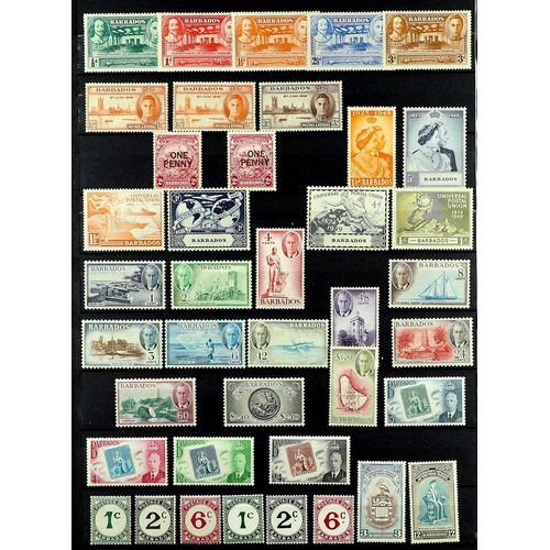 281 - BARBADOS 1937 - 1952 MINT COLLECTION of over 65 stamps on protective pages includes a complete run o... 