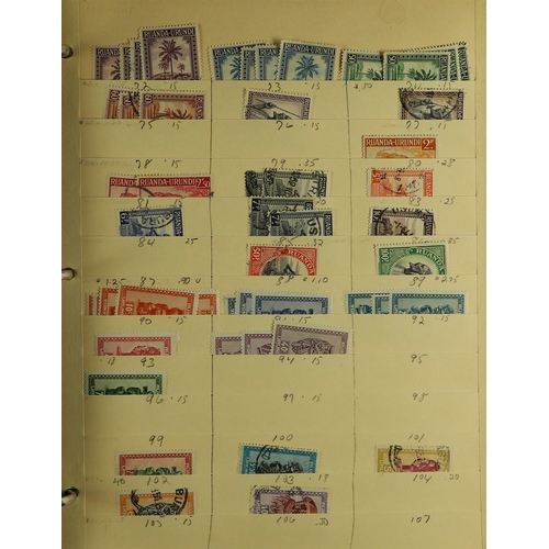 294 - BELGIAN COLONIES 1886 - 1990's IN THREE BIG BINDERS stuffed with mint & used stamps on old manila st... 