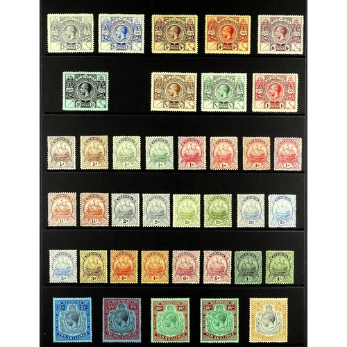 307 - BERMUDA 1910 - 1936 MINT COLLECTION of 80 stamps on protective pages, note 1910-25 Ship set (no 2½d)... 