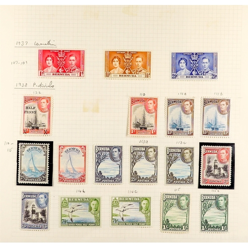 313 - BERMUDA 1937 - 1949 POWERFUL MINT COLLECTION. on album pages, includes a complete 1937 Coronation to... 