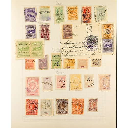 337 - BRAZIL COLLECTION OF REVENUE STAMPS to the 1920's on album leaves, note General Revenues from 1869 t... 