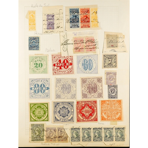 337 - BRAZIL COLLECTION OF REVENUE STAMPS to the 1920's on album leaves, note General Revenues from 1869 t... 