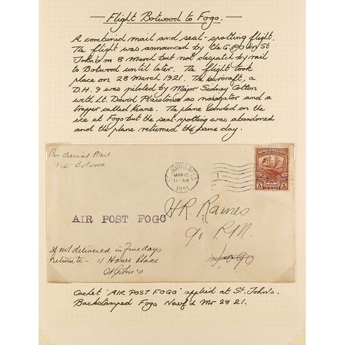 376 - CANADA - NEWFOUNDLAND 1921 AIRMAIL COVERS in album, note 1921 FF5 St Johns to St Anthony (2, Feb 25 ... 