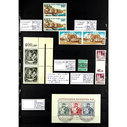 43 - EUROPE + WORLD SELECTED ITEMS. A stock book containing sets, 'key' values, stamps with varieties, be... 