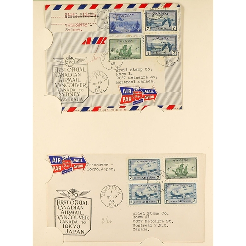 457 - CANADA 1936 - 1950 FIRST FLIGHT COVERS collection of 180+ cacheted covers in album, some transatlant... 