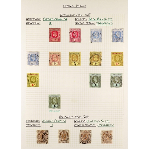 460 - CAYMAN IS. 1900 - 1950 USED COLLECTION on album pages, note 1900 ½d x3 and 1d, 1902-03 ½d x2 and 1d,... 