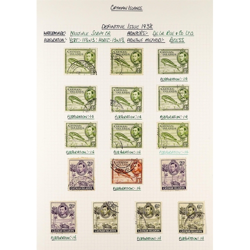 460 - CAYMAN IS. 1900 - 1950 USED COLLECTION on album pages, note 1900 ½d x3 and 1d, 1902-03 ½d x2 and 1d,... 