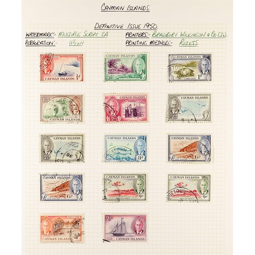 460 - CAYMAN IS. 1900 - 1950 USED COLLECTION on album pages, note 1900 ½d x3 and 1d, 1902-03 ½d x2 and 1d,... 