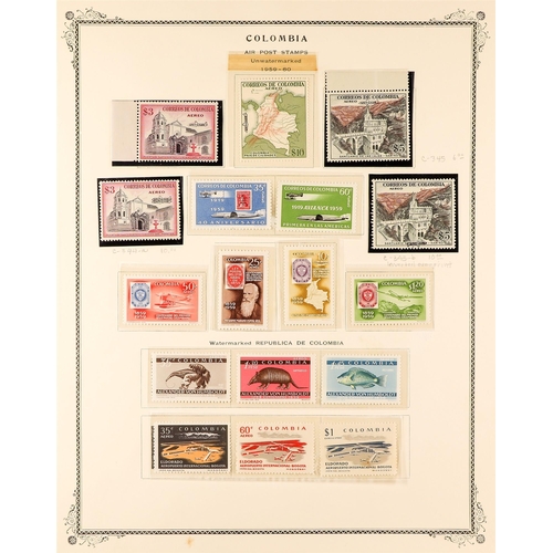 480 - COLOMBIA 1899 - 1960 COLLECTION of mint / never hinged mint & used stamps on pages, many sets, 'back... 