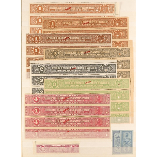 487 - COLOMBIA TOBACCO REVENUE STAMPS. 1889 -1936 collection including State/ Department issues, note 1889... 