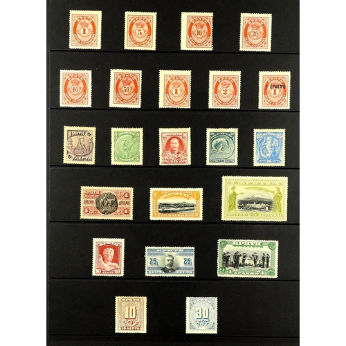 492 - CRETE & P.O.s 1900 - 1910 MINT COLLECTION of 100+ stamps on protective pages, note 1900-02 set, set ... 