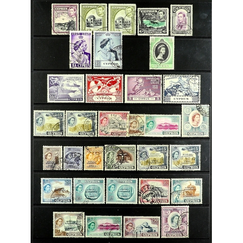 502 - CYPRUS 1902 - 1961 USED COLLECTION on protective pages, note 1902-04 to 2pi, 1904-10 to 30pa with 10... 