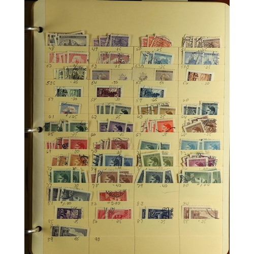 511 - CZECHOSLOVAKIA 1918 - 1990's IN THREE BIG BINDERS of chiefly used stamps on old manilla stock pages ... 