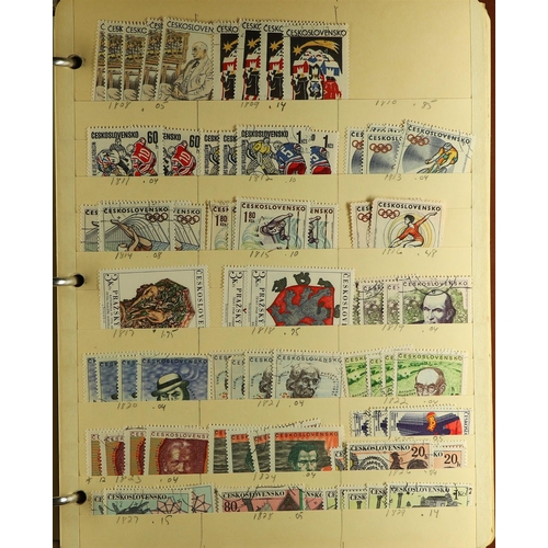 511 - CZECHOSLOVAKIA 1918 - 1990's IN THREE BIG BINDERS of chiefly used stamps on old manilla stock pages ... 