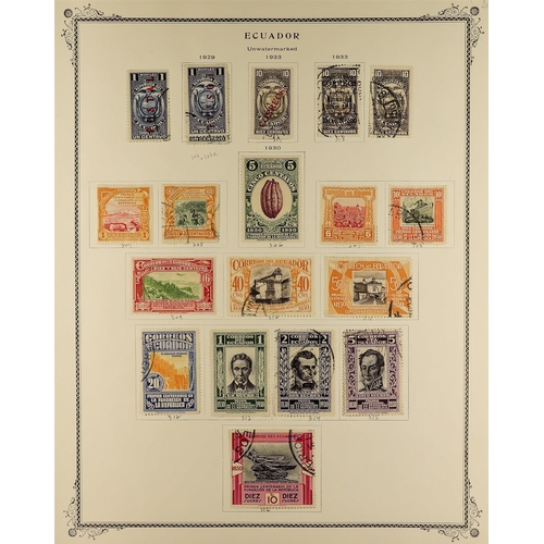 524 - ECUADOR 1865 - 1980s COLLECTION of mint and used stamps on Scott album pages, spaces comprehensively... 