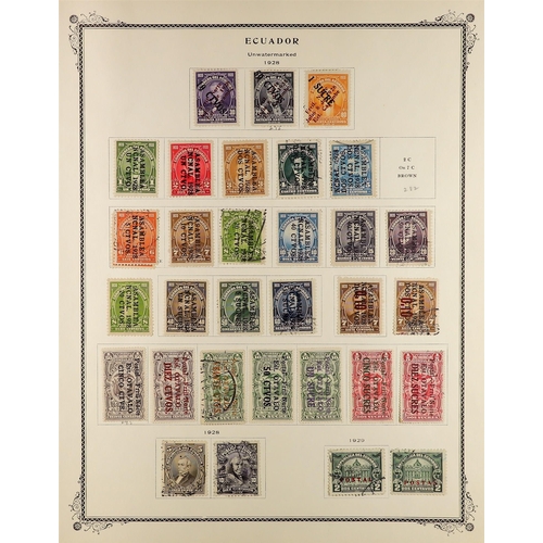 524 - ECUADOR 1865 - 1980s COLLECTION of mint and used stamps on Scott album pages, spaces comprehensively... 